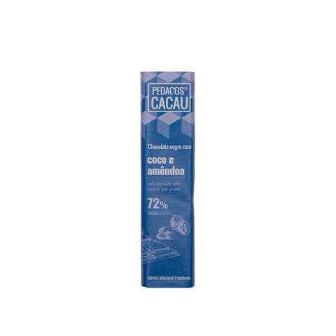 Dark Chocolate Bar with Coconut and Almonds 72% Cocoa Vegan 30g