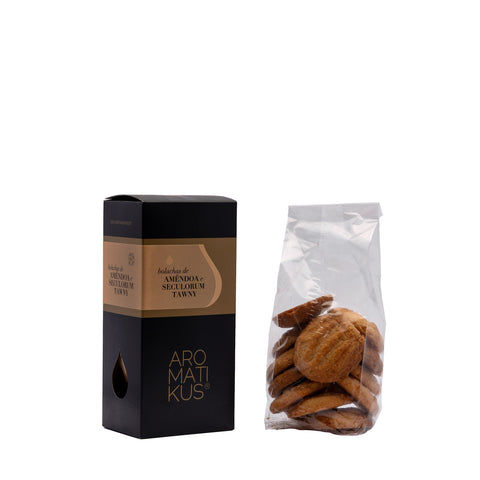 paquet de biscuits amande et vin du porto en carton noir et brun